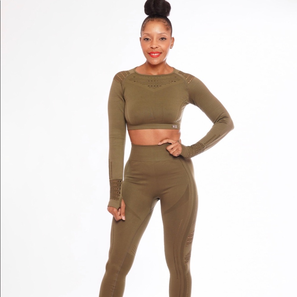 Army Green Long sleeve Athleisure  Yoga Set